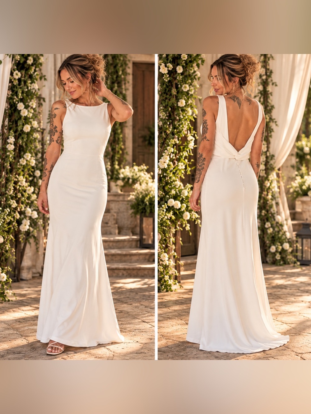 Lulus NWT White Twist Back Maxi Dress Size M Bridal Vibe 🤍